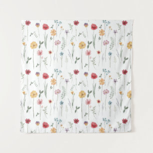Wiesen-Wildblumen-Muster Cottagecore Boho-Stil Wandteppich