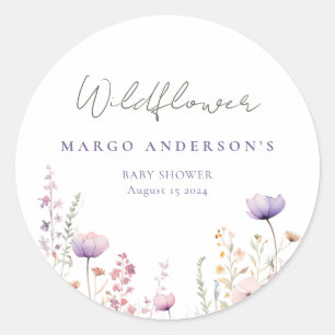 Wiesen-Wildblumenfeld-Baby-Shower-Wald Runder Aufkleber