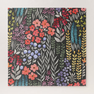 Wiesenblumen: Aquarell-Blumen nahtlos Puzzle