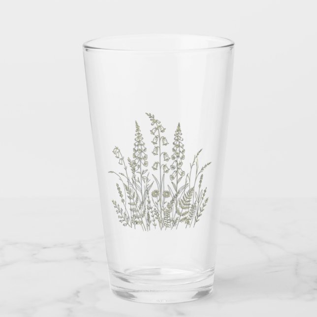 Wiesenblumen Botanische Linienkunst Glas (Vorderseite)