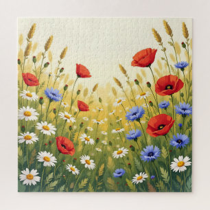 Wiesenblumen-Mohn-Muster Puzzle