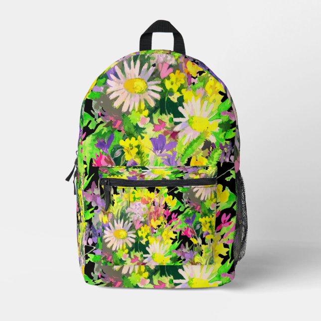 Wiesenblumen-Muster Bedruckter Rucksack (Vorderseite)