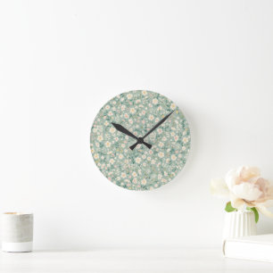 Wiesenblumen Nahtloses Florales Muster Runde Wanduhr