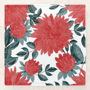 Wiesenblumen: Nahtloses vintage Wasserfarbmuster Glasuntersetzer