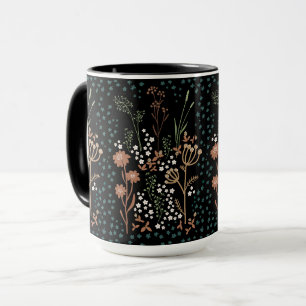 Wiesenblumen Naive Kunst dunkler Hintergrund Tasse
