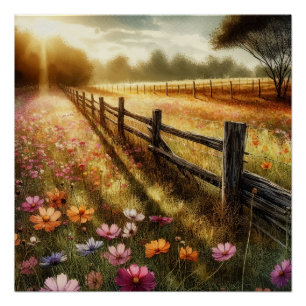 Wiesenblumen-Sonnenaufgang Poster