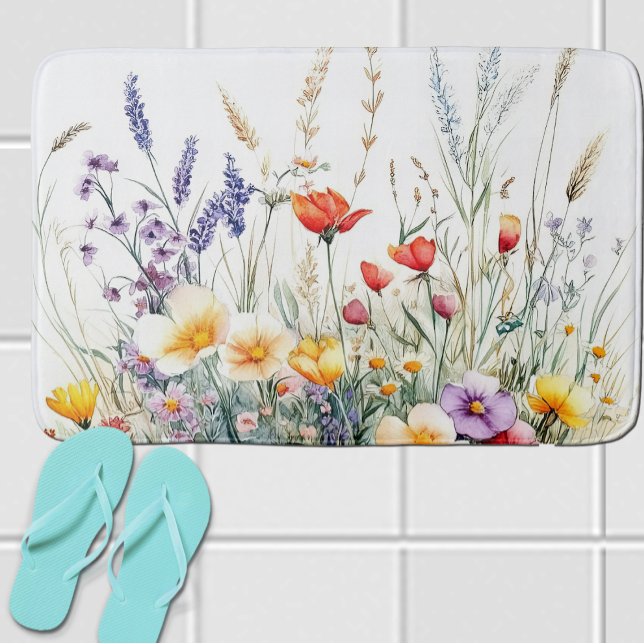Wiesenblumen und Lavendel Badematte (Von Creator hochgeladen)
