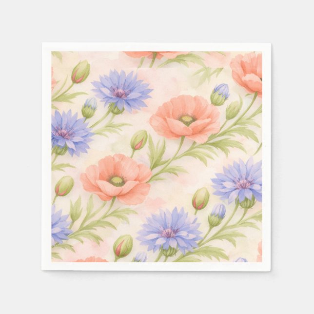 Wiesenblumen-Wasserfarben-Servietten  Serviette (Vorderseite)