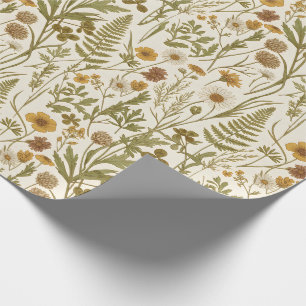 Wiesenbotanische Blumenillustrationen Gräser Geschenkpapier