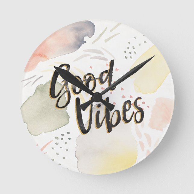 Wiesenbrise III | Good Vibes Runde Wanduhr (Vorderseite)