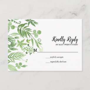 Wiesengrün Hochzeit UAWG des noblen Watercolor RSVP Karte