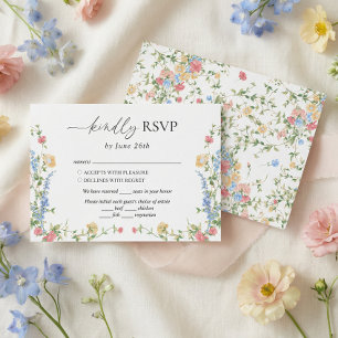 Wiesenhochzeit im Sommer mit Wildblumen RSVP Karte