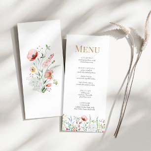 Wiesenhochzeit-Menükarte mit Wildblumen Menükarte
