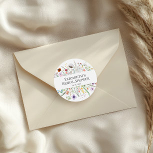 Wiesenhochzeit mit Wildblumen Brautparty Runder Aufkleber