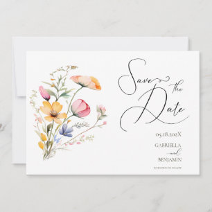 Wiesenhochzeit Save the Date Karte mit Wildblumen