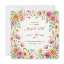 Wiesenhochzeit Save-the-Date-Karte mit Wildblumen