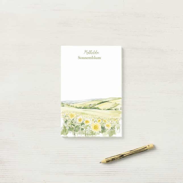 Wiesenlandschaft mit Blumen Post-it Klebezettel (Auf Schreibtisch)
