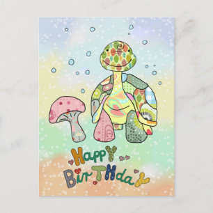 Wiesenschildkröte zum Geburtstag Postkarte