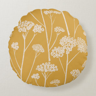 Wiesenstille Ocker Gold Hauch Beige Rundes Kissen