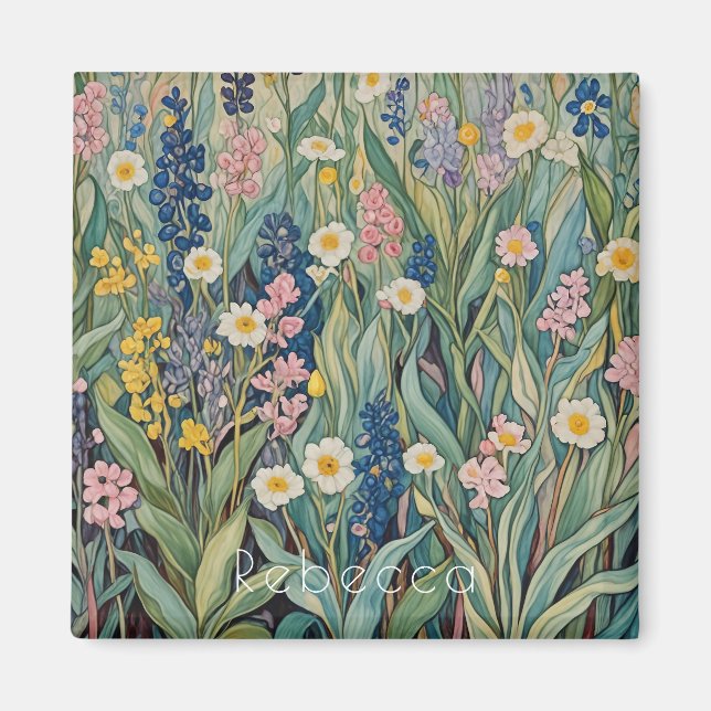 Wiesenweiher: Pastellfarben-Wildblumen Magnet (Vorne)