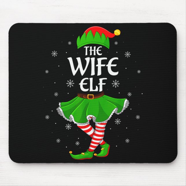Wife Elf Christmas Family Girls Women Elf Squad Xm Mousepad (Vorne)
