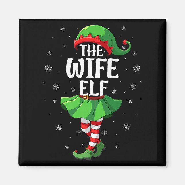Wife Elf Christmas Girls Women Elf Squad Xmas Fami Magnet (Vorne)