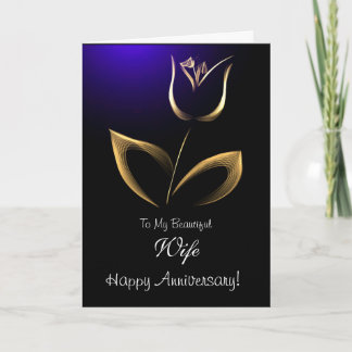 Wife / Happy Anniversary - Fractal Tulip Karte