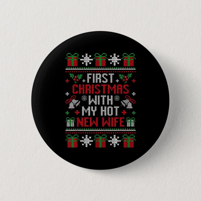 Wife Husband First Christmas Just Married Christma Button (Vorderseite)