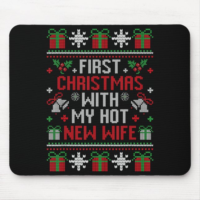 Wife Husband First Christmas Just Married Christma Mousepad (Vorne)