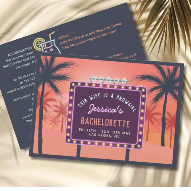 Wife is a Showgirl retro Bachelorette Invitation Einladung (This Wie is a Showgirl retro Bachelorette Party invitation)