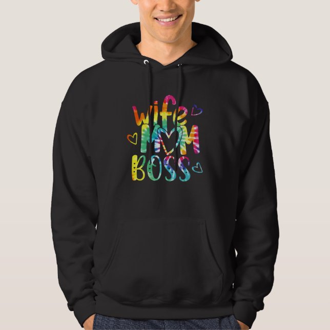 Wife Mom Boss Happy Mother s Day Tie Dye Best Mom  Hoodie (Vorderseite)