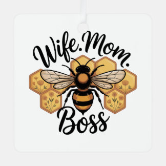 Wife. Mom. Boss Ornament Aus Metall