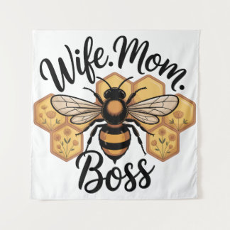 Wife. Mom. Boss Wandteppich