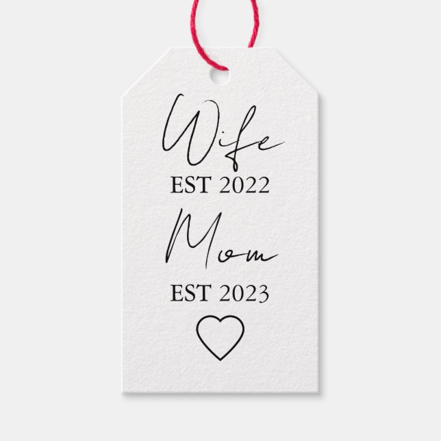 Wife & Mom Est. – Minimalist Valentine Gift Geschenkanhänger (Vorderseite)