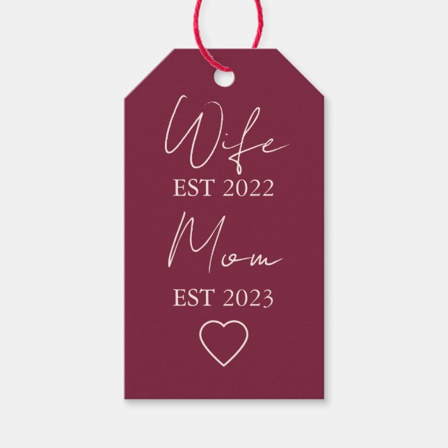 Wife & Mom Est. – Minimalist Valentine Gift Geschenkanhänger (Vorderseite)