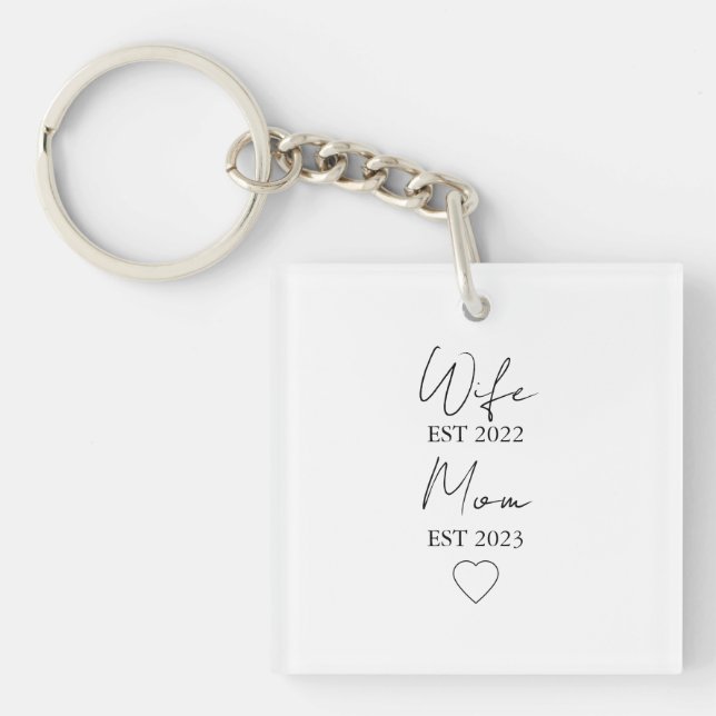 Wife & Mom Est. – Minimalist Valentine Gift Schlüsselanhänger (Vorderseite)