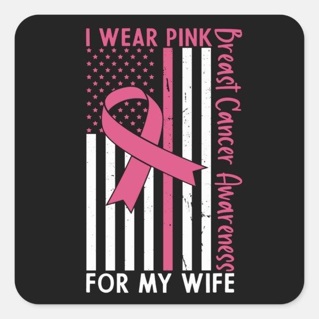 Wife Mom Mother Family Matching Breast Cancer Gift Quadratischer Aufkleber (Vorderseite)
