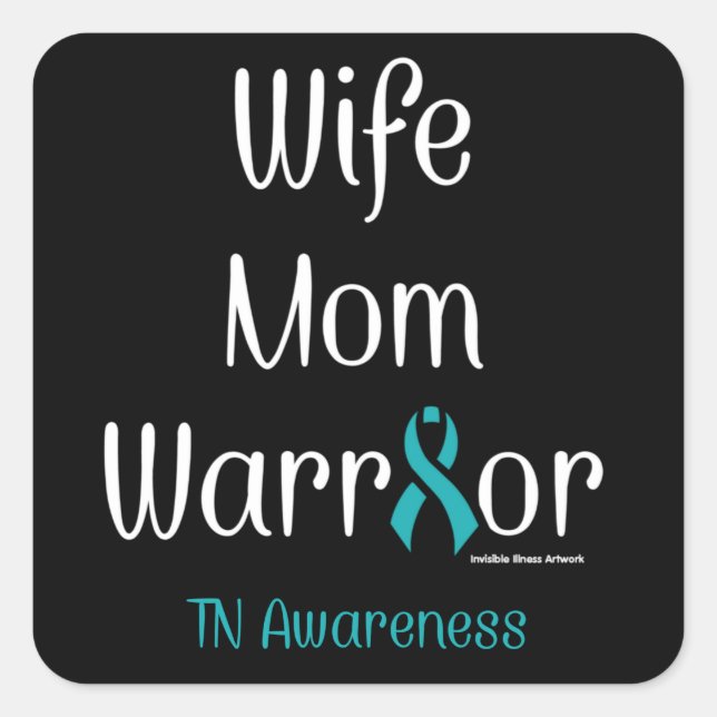 Wife Mom Warrior... Quadratischer Aufkleber (Vorderseite)