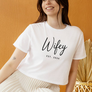 Wifey Black Script Typografie Gründungsjahr T-Shirt