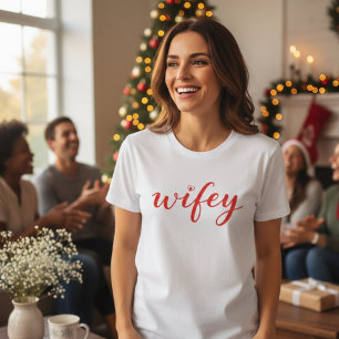 Wifey Buntes Schrift Herz Damen T-Shirt Geschenk