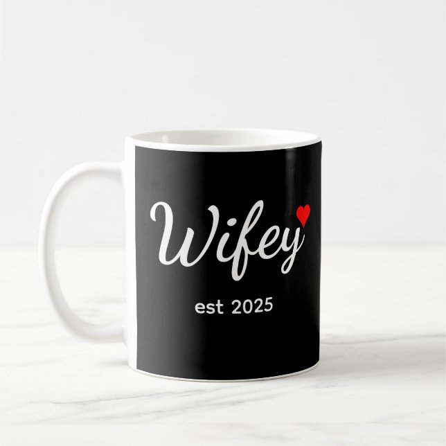 Wifey Custom Date Bride, Fiance Gift Kaffeetasse (Links)