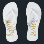 Wifey drehen Reinfälle mit Goldfolien-Typografie Flip Flops<br><div class="desc">Wifey drehen Reinfälle mit Goldfolien-Typografie um</div>