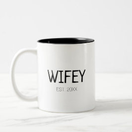 Wifey Ehefrau individuelle Name oder Datum Zweifarbige Tasse