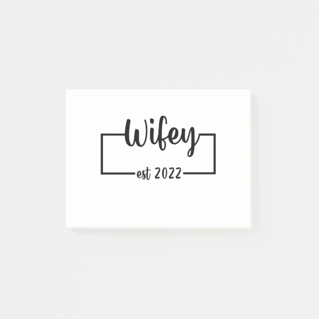Wifey Est 2022 Bride zum Junggeselinnen-Abschied Post-it Klebezettel (Vorderseite)