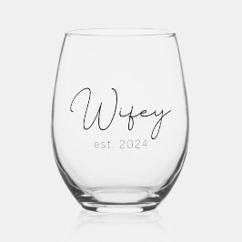 Wifey est 2024 Bride als Geschenk Weinglas Ohne Stiel