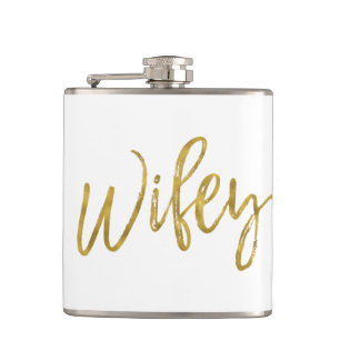 Wifey Flasche mit Goldfolien-Typografie Flachmann