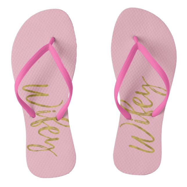 Wifey Flip Flops mit Gold Foil und Pink (Fußbett)