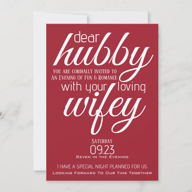 Wifey Frage Hubby Out Einladung (Vorderseite)