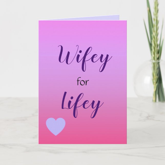 Wifey für Lifey Pink und Lilac Obmre Hintergrund Karte (Vorderseite)