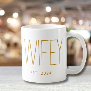Wifey Gold Schriftzug Benutzerdefinierte Hochzeits Kaffeetasse
